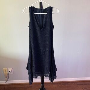 Patrizia Pepe Navy Asymmetrical Lace Dress